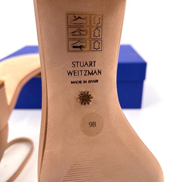 Stuart Weitzman NudistCurve 35 Sandal Size 9 B Adobe Patent Leather Square Toe - Picture 14 of 15